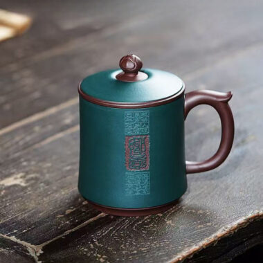 Yixing Zisha Tea Mug with Filter [Ruyi] (Zi Ni / Lu Ni – 480ml)