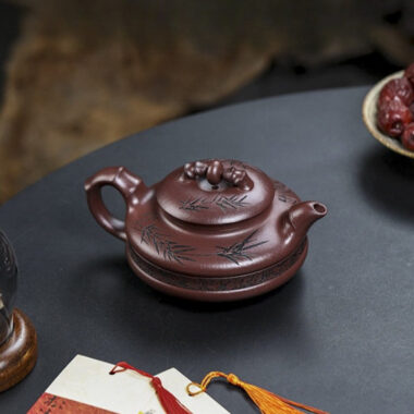 Full Handmade Yixing Zisha Teapot [Lucky Bamboo] (Zi Ni – 480ml)
