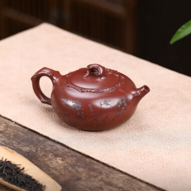 Full Handmade Yixing Zisha Teapot Set [Guan Yun Ting Tao] (Di Cao Qing – 300ml)