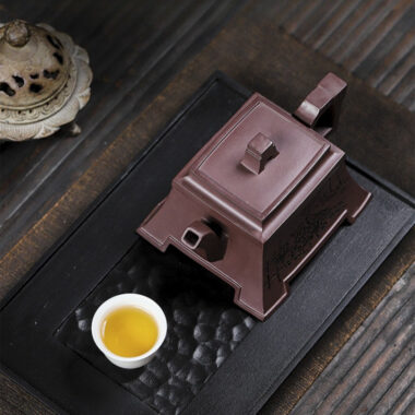 Full Handmade Yixing Zisha Teapot [Fu Lin Sifang] (Tian Qing Zi Ni – 460ml)