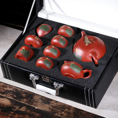 Yixing Zisha Teapot Set [Lotus Pond Moonlight] (Dahongpao – 260ml)