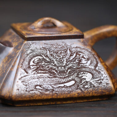 Yixing Zisha Teapot [Sifang Chou Jiao] (Longgu Jin Sha – 320ml)