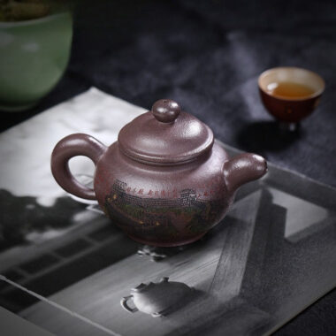 Full Handmade Yixing Zisha Teapot [The Great Wall] (30 Mu Jinsha Zi Ni – 300ml)