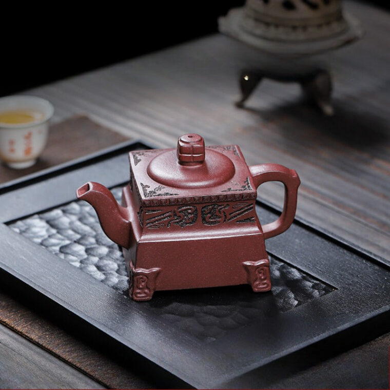 Full Handmade Yixing Zisha Teapot [Sifang Dingli] (Zi Ni – 280ml)