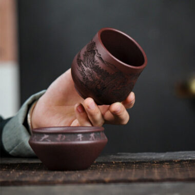 Handmade Yixing Zisha Master Tea Cup [Jiangshan Ru Hua / Jiu Cha] (Zi Ni – 200/140ml)