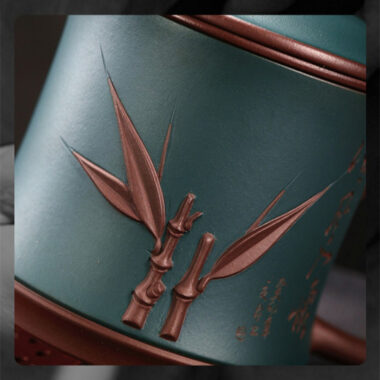 Yixing Zisha Tea Mug with Filter [Bamboo Breeze] 4/5pcs Set (Zi Ni – 460ml)