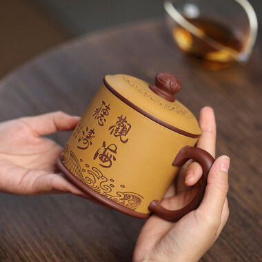 Yixing Zisha Tea Mug [Guanhai Tingtao] (Huangjin Duan Ni / Zi Ni – 500ml)