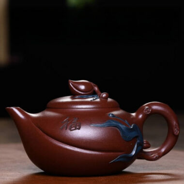 Full Handmade Yixing Zisha Teapot [Shou Tao Pot] (Di Cao Qing – 310ml)