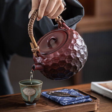 Retro Ceramic Direct Fire Teapot [Tiliang Hammer Pattern Pot] 600ml