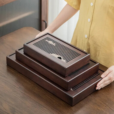 Bamboo Tea Tray with Storage [Mountain]
