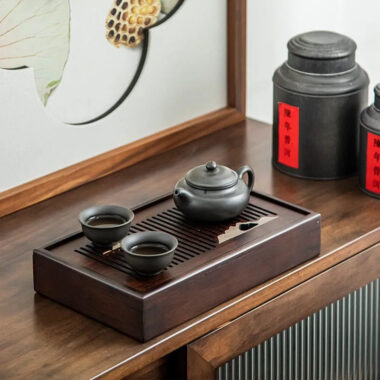 Bamboo Tea Tray with Storage [Mountain]
