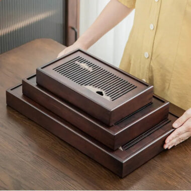 Bamboo Tea Tray with Storage [Mountain]