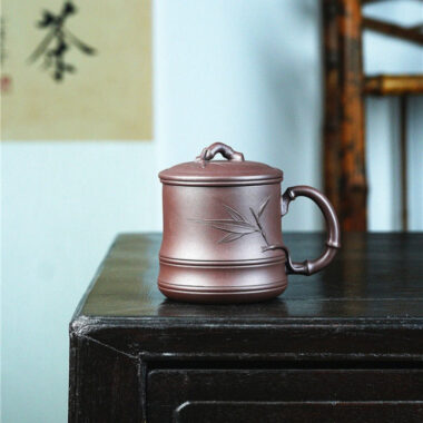 Yixing Zisha Tea Mug with Filter [Bamboo] 5pcs Set (Lao Zi Ni – 450ml)
