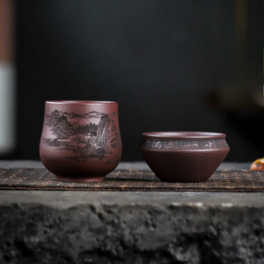 Handmade Yixing Zisha Master Tea Cup [Jiangshan Ru Hua / Jiu Cha] (Zi Ni – 200/140ml)