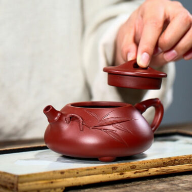 Yixing Zisha Teapot [Bamboo Jingzhou Shi Piao] (Dahongpao – 200ml)