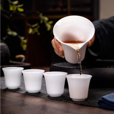 Ice Jade White Porcelain Sancai Gaiwan Tea Set