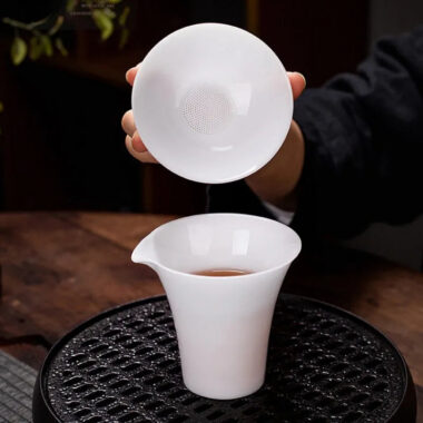 Ice Jade White Porcelain Sancai Gaiwan Tea Set