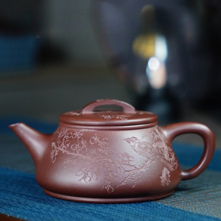 Full Handmade Yixing Zisha Teapot [Wufu Shi Piao Pot] (Zi Ni – 240ml)