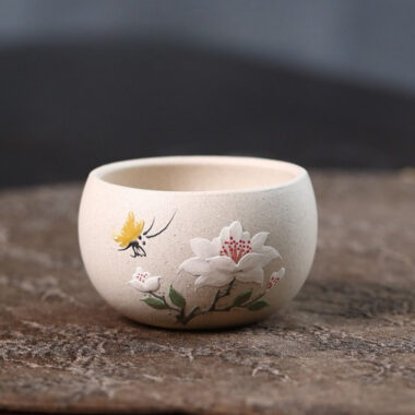Handmade Yixing Zisha Master Tea Cup [Plum Blossom / Magnolia] 90ml