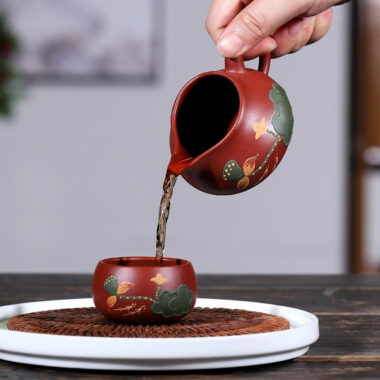 Yixing Zisha Teapot Set [Lotus Pond Moonlight] (Dahongpao – 260ml)