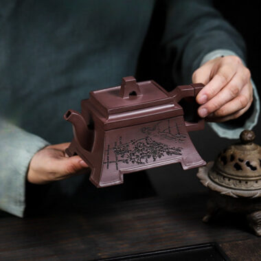 Full Handmade Yixing Zisha Teapot [Fu Lin Sifang] (Tian Qing Zi Ni – 460ml)
