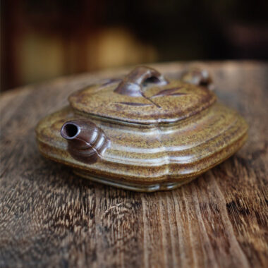 Full Handmade Yixing Zisha Teapot [Jin Nang Xu Bian Pot] (Qing Duan Ni Firewood Fired – 200ml)