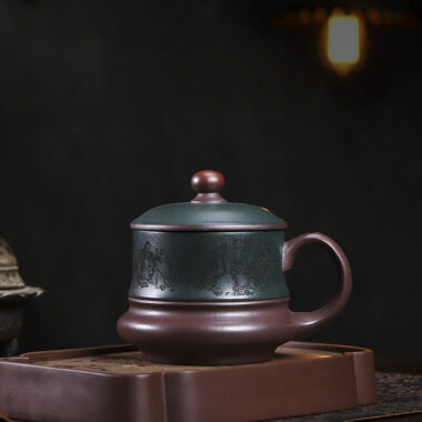 Master Handmade Yixing Zisha Tea Mug [Baxian Cheng Rui] (Jinsha Zi Ni – 480ml)