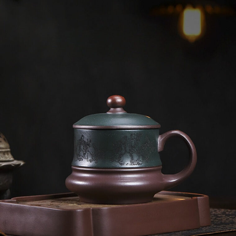 Master Handmade Yixing Zisha Tea Mug [Baxian Cheng Rui] (Jinsha Zi Ni – 480ml)