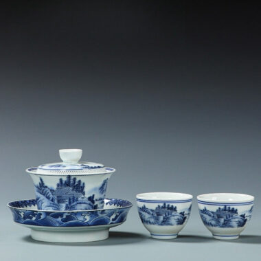 Ancient Celadon Style Ceramic [Jinxiu Heshan] Sancai Gaiwan Set 190ml