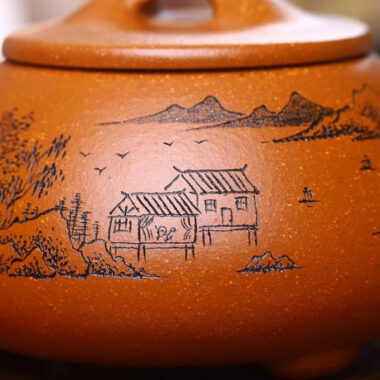 Full Handmade Yixing Zisha Teapot [Jingzhou Shi Piao Pot] (Jiang Po Ni – 300ml)