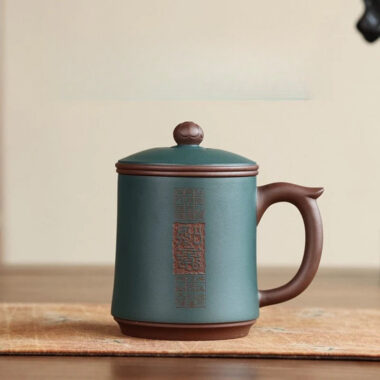 Yixing Zisha Tea Mug with Filter [Ruyi] (Zi Ni / Lu Ni – 480ml)