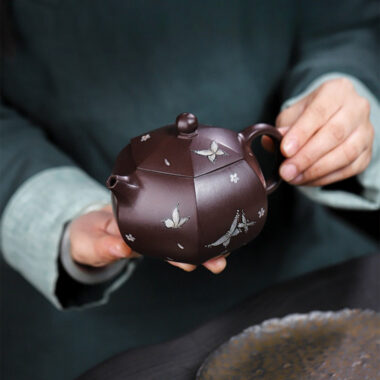 Full Handmade Yixing Zisha Teapot [Butterfly Xishi] (Zi Jia Ni – 460ml)