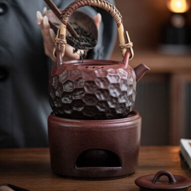 Retro Ceramic Direct Fire Teapot [Tiliang Hammer Pattern Pot] 600ml