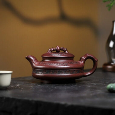 Full Handmade Yixing Zisha Teapot [Lucky Bamboo] (Zi Ni – 480ml)