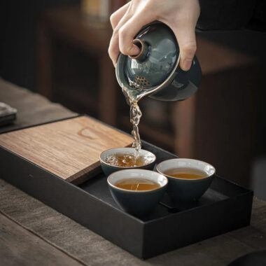 Ceramic 1 Pot 3 Cups Travel Tea Set