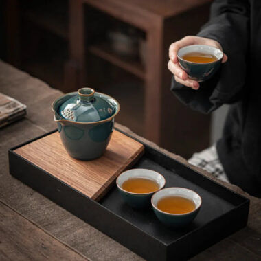 Ceramic 1 Pot 3 Cups Travel Tea Set