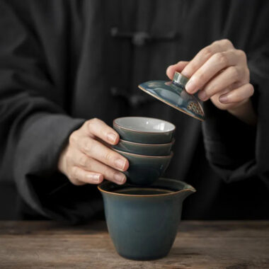 Ceramic 1 Pot 3 Cups Travel Tea Set