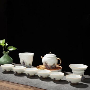 Ceramic Gold Wire Enamel [Haiyan Jiangya] Kungfu Tea Set