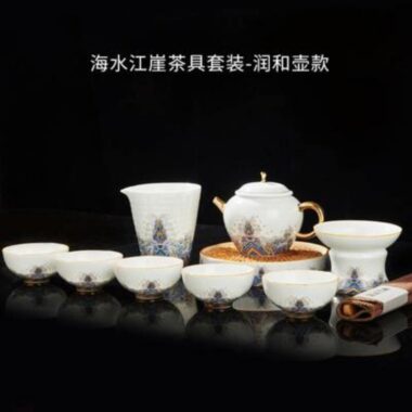 Ceramic Gold Wire Enamel [Haiyan Jiangya] Kungfu Tea Set