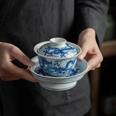 Ceramic [Qinghua Dragon] Sancai Gaiwan 200ml