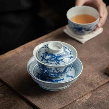 Ceramic [Qinghua Dragon] Sancai Gaiwan 200ml