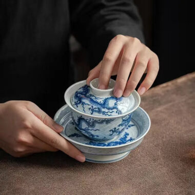 Ceramic [Qinghua Dragon] Sancai Gaiwan 200ml