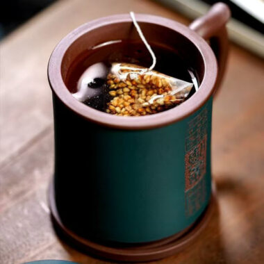 Yixing Zisha Tea Mug with Filter [Ruyi] (Zi Ni / Lu Ni – 480ml)