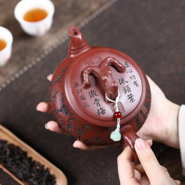 Yixing Zisha Teapot [Red Plum] (Long Xue Sha – 360ml)
