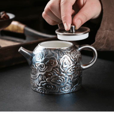 Colorful Antique Gilt Silver Ceramic Teapot 210ml