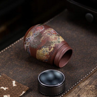 Master Handmade Yixing Zisha Travel Tea Cup [Golden Mountain Silver Mountain] (Zi Ni – 400ml)