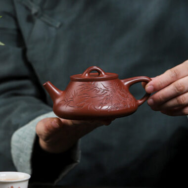 Full Handmade Yixing Zisha Teapot [Bamboo Happiness] (Hong Pi Long – 240ml)