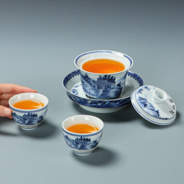 Ancient Celadon Style Ceramic [Jinxiu Heshan] Sancai Gaiwan Set 190ml