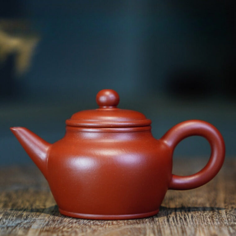 Full Handmade Yixing Zisha Teapot [Man Sheng Shui Ping Pot] (Dahongpao – 90ml)