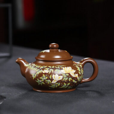 Full Handmade Yixing Zisha Teapot [Chun Hua Qiu Shi] (Yi Jin  Zi Ni – 470ml)